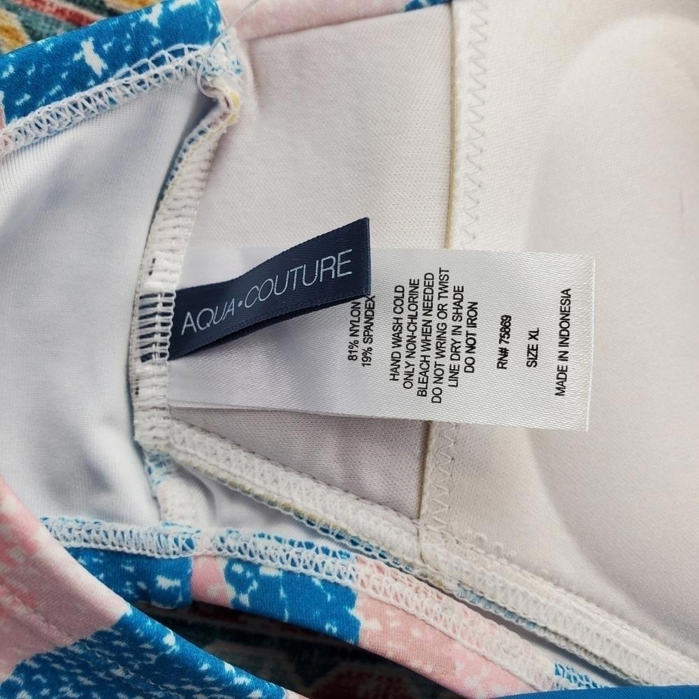 Aqua Couture Push Up Blue Pink Top XL BNWT - Picture 4 of 5